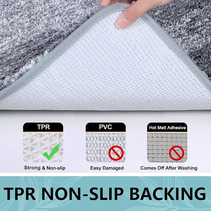 Arotive Microfiber Bathroom Rugs, Shaggy Soft and Absorbent Bath Rug, Thick Plush Machine Washable Dry Bath Mats for Bathroom, Tub and Shower, 36x24, Grey, Rectangular