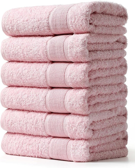 Aibaser Hand Towels-16x30inch - Lightweight and Highly Absorbent Hand Towels for Bathroom, Travel, Gym, Shower and Spa (Pink)