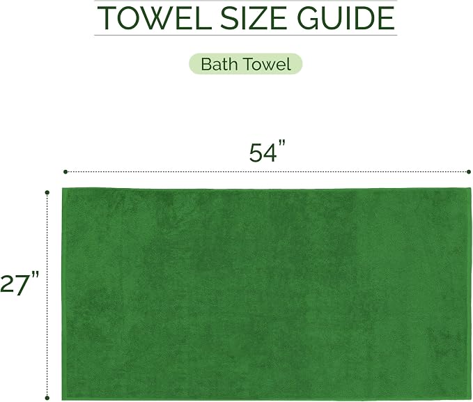 Elegant Comfort Three Line Popcorn Towel Set for Bathroom 27 x 54 inches, Premium Hotel Quality 2-PACK Bath Towels, 100% Turkish Cotton, Soft and Durable, Quick Dry and Highly Absorbent, Emerald Green