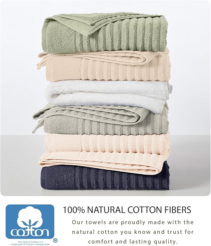 Great Bay Home 4 Pack Bath Towel Set - 100% Cotton Towels - Absorbent & Quick-Dry Towels for Bathroom (Mid Grey)