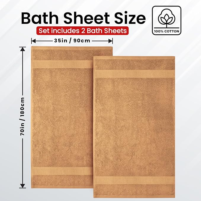 Infinitee Xclusives Jumbo Bath Sheets Towels for Adults – 600 GSM (35X70 Inches)– 100% Ring Spun Cotton, Soft and Absorbent Large Bath Towels for Bathroom