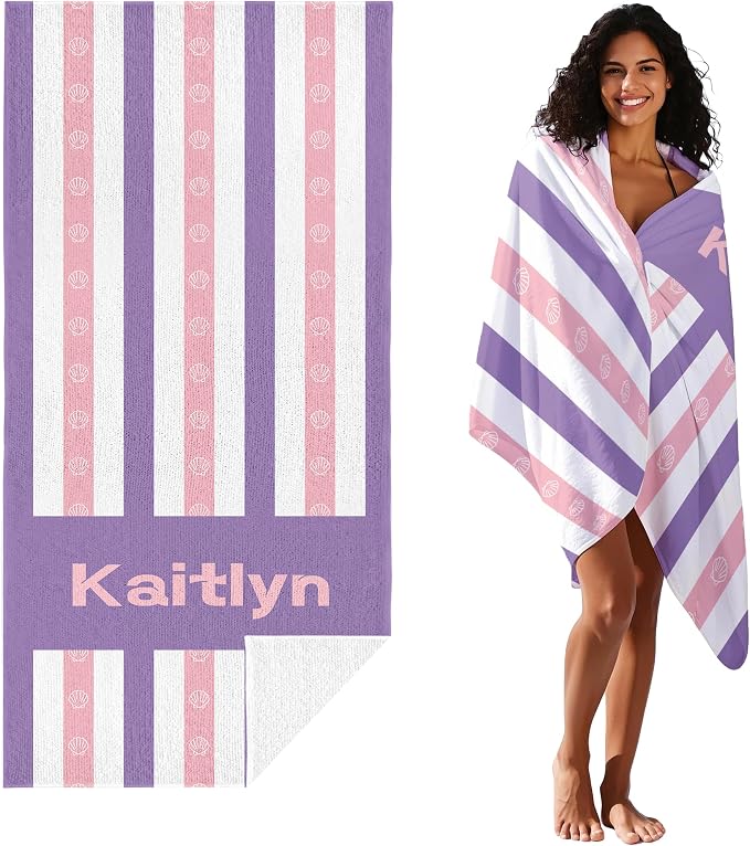 JML Custom Beach Towel with Name, Personalized Microfiber Beach Towel with Name, Large, Soft, Quick Dry & Absorbent for Swim, Pool,Adult,Summer Holiday,Vacation,Travel,Gift for Anniversary, Birthday