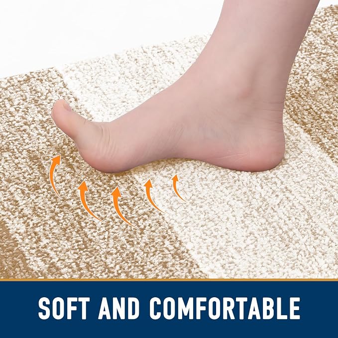 Smiry Dog Door Mat for Muddy Paws, Absorbs Moisture and Dirt, Low-Profile Entryway Mat with Non-Slip Backing, Entry Indoor Outdoor Doormat for Inside Floor (50x30 Inches, Beige, Striped)