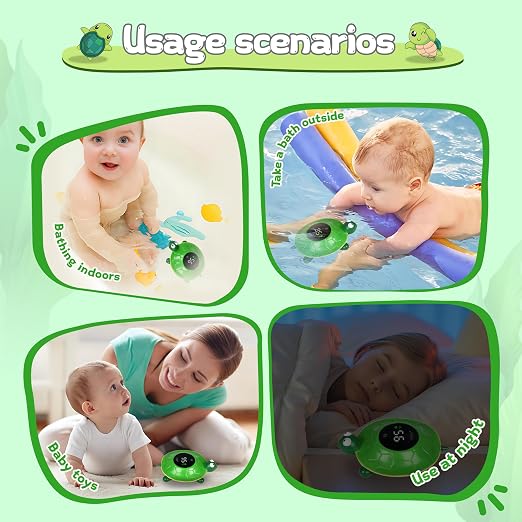 Baby Bath Thermometer - Digital Floating Water Thermometer with LED Display & Color Temperature Alerts, Rechargeable Bath Toy for Infant Bathtub Safety, Newborn Bath Essentials Gift