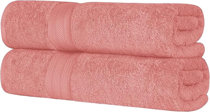 Superior Long Staple 100% Combed Cotton 700GSM 2-Piece Solid Bath Sheet Set for Bathroom, Shower, Kitchen-Super Soft, Plush, Highly Absorbent, Assorted 2-Piece Bath Seets, Blush