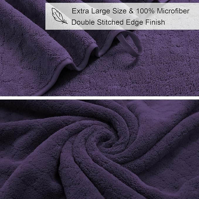Extra Large Bath Towels Set 35x70 Inches - Luxury 600 GSM Oversized Bath Sheet Towel,Ultra Soft Microfiber - Quick Dry,Highly Absorbent Shower Towels Spa Hotel Bathroom Towel Set (4-Pack,Dark Purple)