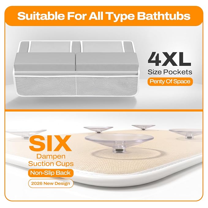 Bath Kneeler and Elbow Rest Pad Set-Baby Bath Kneeler with 1.5'' Comfortable Thick Memory Foam Cushion, Non-Slip Knee & Arm Support for Baby Bath Time,Foldable Bath Mat for Baby with Storage Pockets