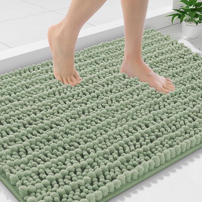 Smiry Bathroom Rugs Mat 36x24, Extra Soft Absorbent Chenille Bath Rugs, Non Slip Rubber Backing Machine Washable Quick Dry Bath Mats for Bathroom Floor, Tub, Shower, Home Decor Accessories, Sage Green