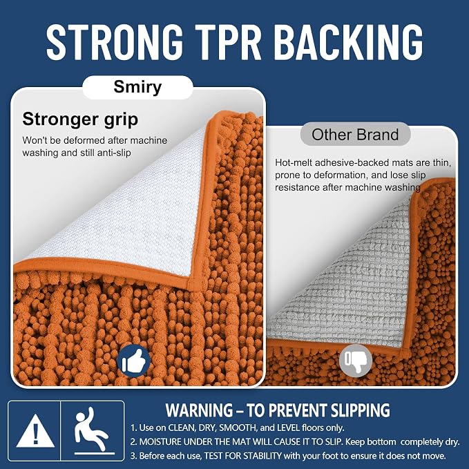 Smiry Bathroom Rugs Mat 30x20, Extra Soft Absorbent Chenille Bath Rugs, Non Slip Rubber Backing Machine Washable Quick Dry Bath Mats for Bathroom Floor, Tub, Shower, Home Decor Accessories, Clay