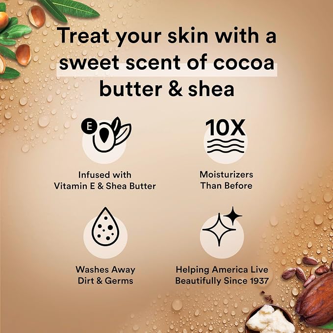 Suave Moisturizing Body Wash, Cocoa Butter and Shea with Vitamin E Extract, No Parabens, No Phtahaltes, 18 Oz Pack of 6