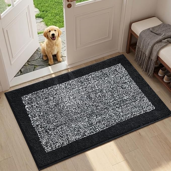 36x24 Large Bathroom Rugs Washable Non Slip, Black Bath Mat for Bathroom Floor Tub, Soft Absorbent Quick Dry Mats for Shower, Bathtub,Home Decor