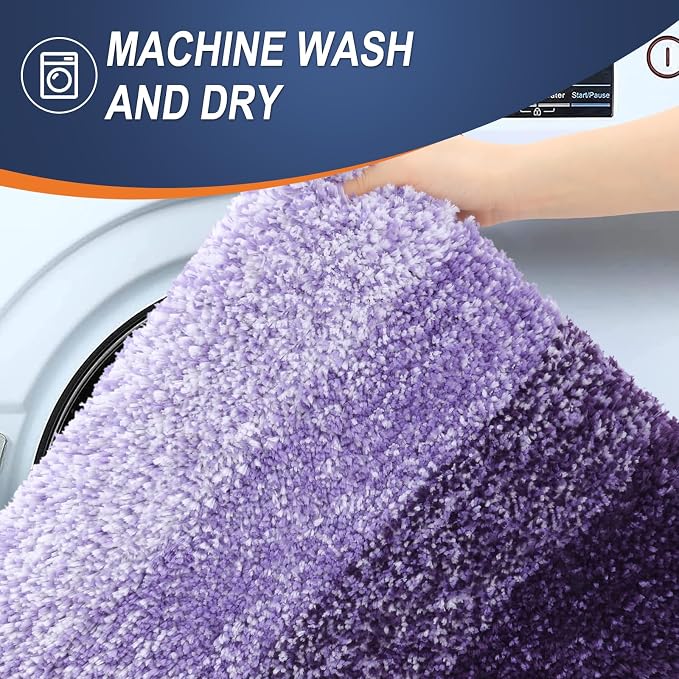 OLANLY Large Bathroom Rugs Mat 45x27, Extra Soft Absorbent Microfiber Bath Rugs, Rubber Backing, Quick Dry, Machine Washable Bath Mat for Bathroom Floor, Tub and Shower, Home Decor Accessories, Violet