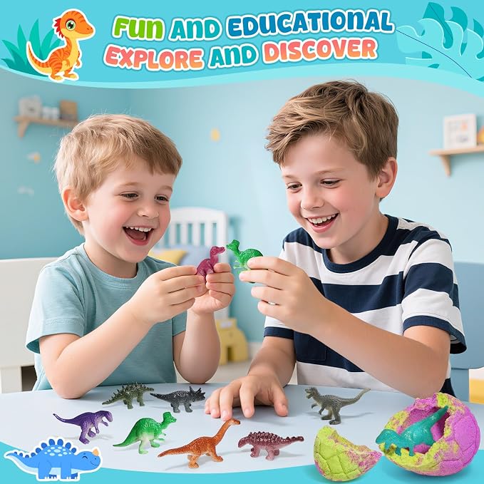 Dinosaur Bath Bombs for Kids with Surprise Inside, Gifts for Kids | Natural Organic Formula, Fun Bubble Bath Fizzes for Daily Bath Time, Boo Basket Stuffers, Birthday & Christmas Gift for Kids