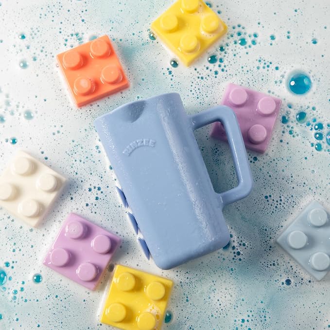 Rinzee® Baby Bath Rinse Cup with Suctions – Soft Silicone Shampoo Rinser for Kids – BPA‑Free, Drains Upside Down, Sticks to Tiles. Patent Pending