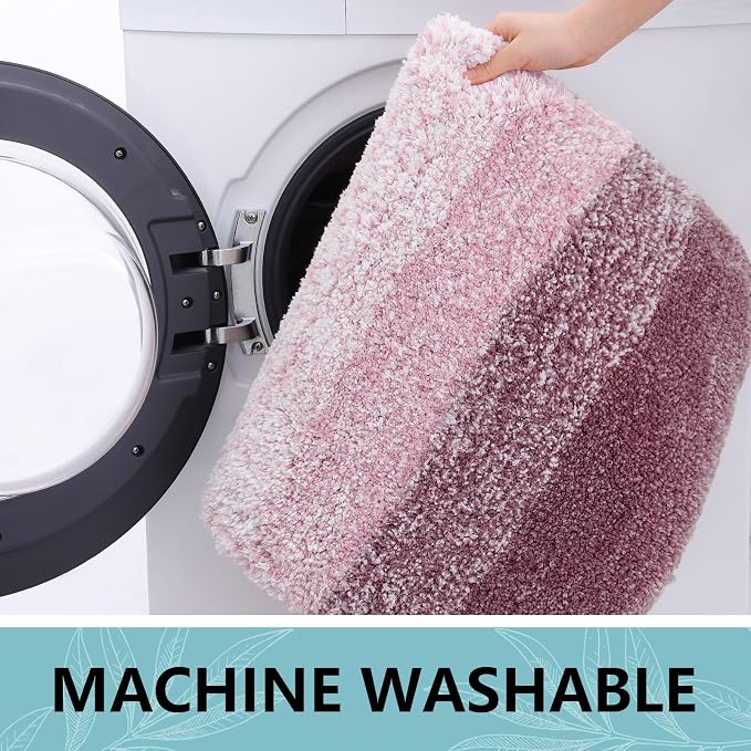 Arotive Microfiber Bathroom Rugs, Shaggy Soft and Absorbent Bath Rug, Thick Plush Machine Washable Dry Bath Mats for Bathroom, Tub and Shower, 44x24, Mauve, Rectangular
