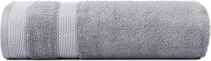 CASA COPENHAGEN Solitaire 6Pcs 100% Egyptian Cotton Large Designer Towels Gift Set- Grey Violet-Purple, 600GSM, 2Bath 2Hand 2Washcloths, Bath Towels for Bathroom Set for Women & Men