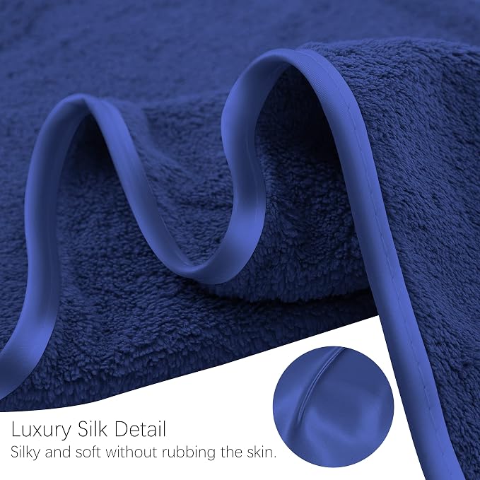 TENSTARS Silk Hemming Bath Towels for Bathroom Clearance - 27 x 55 inches - Light Thin Quick Drying - Soft Microfiber Absorbent Towel for Bath Fitness, Sports, Yoga, Travel, Gym - 2 Pack, Navy Blue