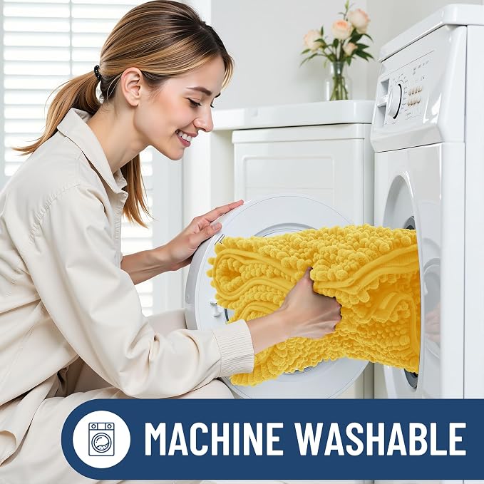 Smiry Bathroom Rugs Mat 36x24, Extra Soft Absorbent Chenille Bath Rugs, Non Slip Rubber Backing Machine Washable Quick Dry Bath Mats for Bathroom Floor, Tub, Shower, Home Decor Accessories, Yellow
