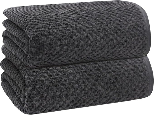 COTTON CRAFT Euro Spa Waffle Weave Bath Sheets - Set of 2 Grey Towel Sheets | Pure 100% Ringspun Cotton Oversized Luxurious Towel Set - Soft Plush Super Absorbent Low Lint Quick Dry - 35 x 70 inches