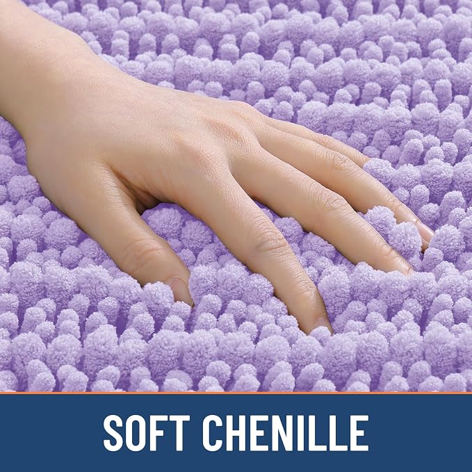 Smiry Bathroom Rugs Mat 24x16, Extra Soft Absorbent Chenille Bath Rugs, Non Slip Rubber Backing Machine Washable Quick Dry Bath Mats for Bathroom Floor, Tub, Shower, Home Decor Accessories, Purple