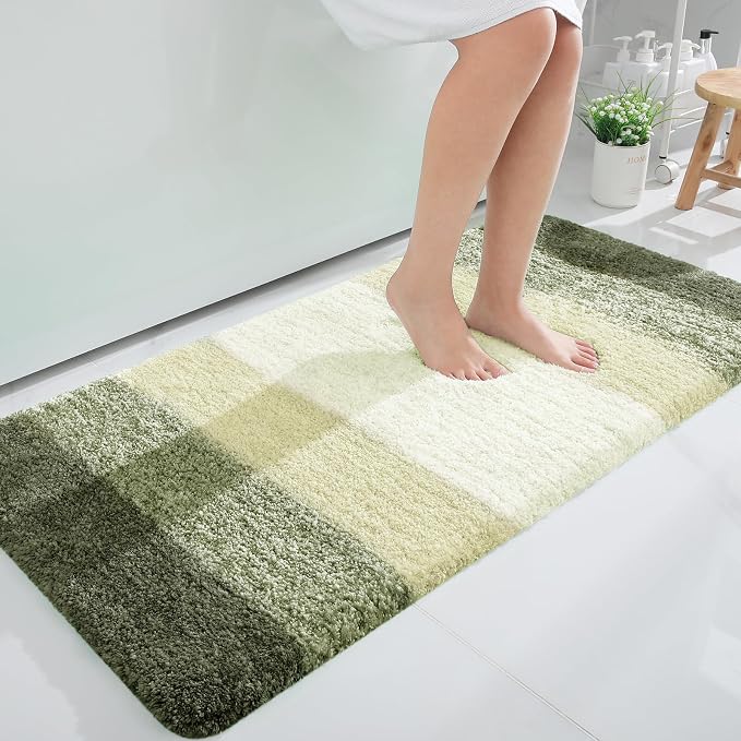 OLANLY Large Bathroom Rugs Mat 50x30, Extra Soft Absorbent Microfiber Bath Rugs, Rubber Backing, Quick Dry, Washable Bath Mats for Bathroom Floor, Tub and Shower, Home Decor Accessories, Dark Green