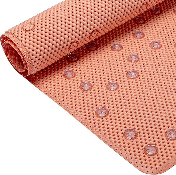 Bathtub Mat Non Slip, Soft Foam Bath Mat for Tub, Bathtub Mat with Drain Holes, Suction Cups Shower Mat (Orange, 36''X17'')