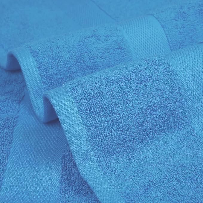 Luxury Bath Towels - 4 Pack Ultra Soft and Absorbent Cotton Bath Towels for Bathroom, Spa, and Hotel Use - Quick-Dry and Durable Towels Set 27x54'' (Electric Blue)