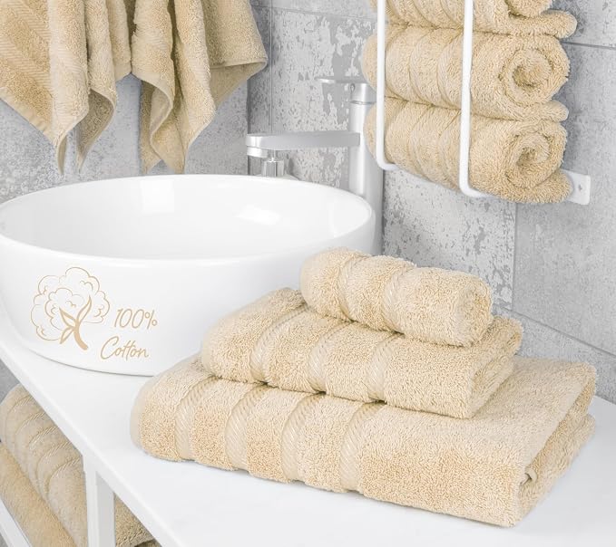 American Soft Linen 100% Cotton Luxury Turkish Towels, 3 Piece Towel Set | Soft Absorbent Quick Dry OEKO Tex Standard 100 Certificated Durable Machine Washable Breathable Premium Hotel Quality