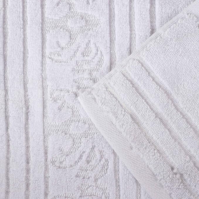 Superior Cotton Hand Towel Set, Small Towels, Plush Soft Absorbent Bathroom Basics, Home Essentials, Spa, Salon, Hotel, Kitchen, Luxury Quick Drying, Zero Twist Assorted Floral Set of 6, White