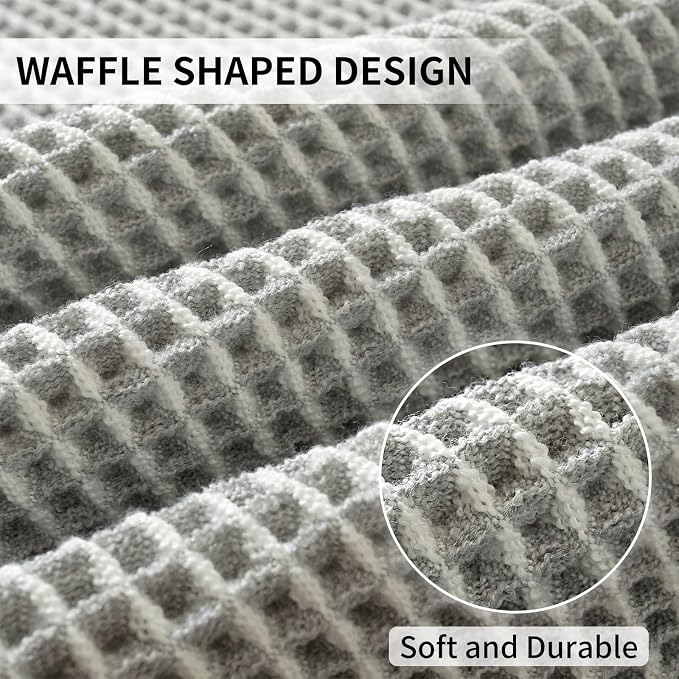 Waffle Bath Mat - Super Water Absorbing Bath Mat Quick Dry, Bathroom Rugs Non Slip Washable, Rubber Backed Bathroom Mat for Bathroom Floor, Tub and Shower, 24" x 72", Light Grey & White