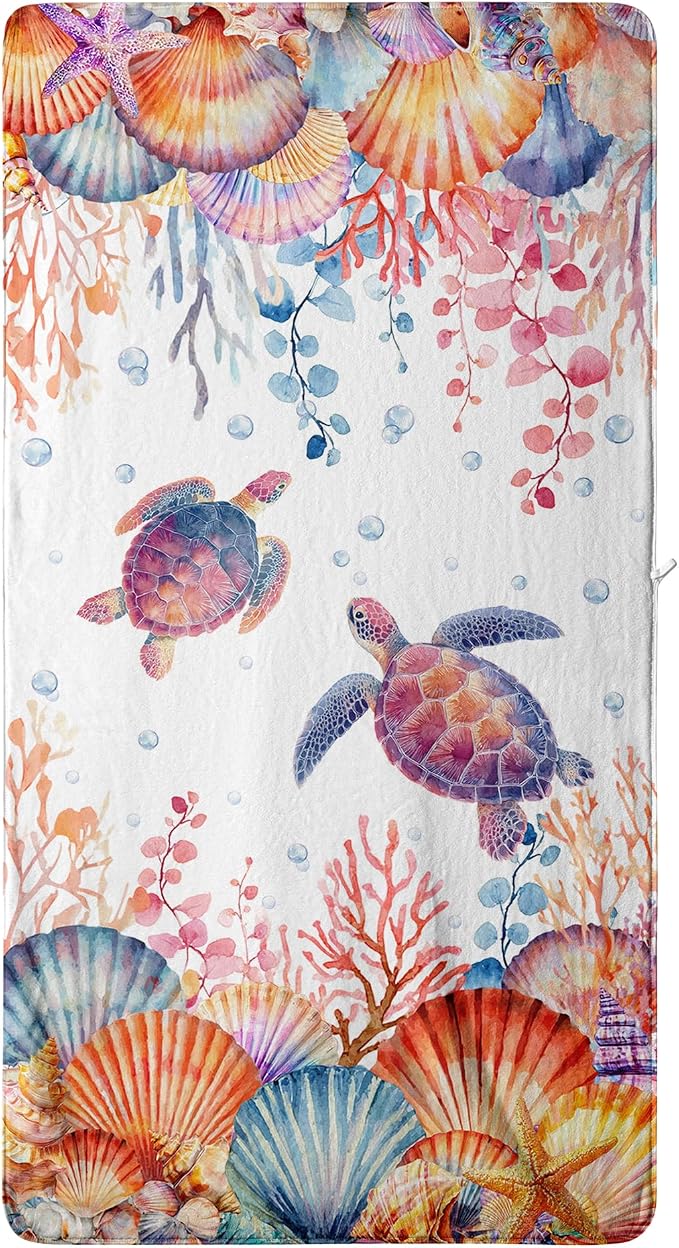 Ocean Sea Turtle Bath Towels High Absorbent Microfiber Bathroom Shower Towel