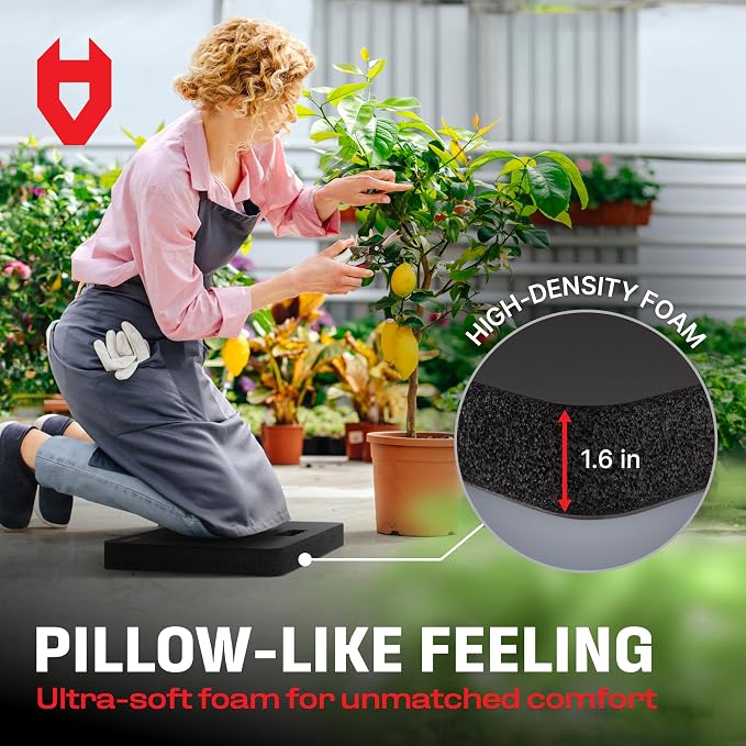 NoCry Extra Thick Professional Garden Kneeling Pad — Heavy Duty Anti-Slip Coating, Ultra Soft High Density Foam Cushion, Water & Dirt Resistant, Shock Absorbent Garden Kneeler