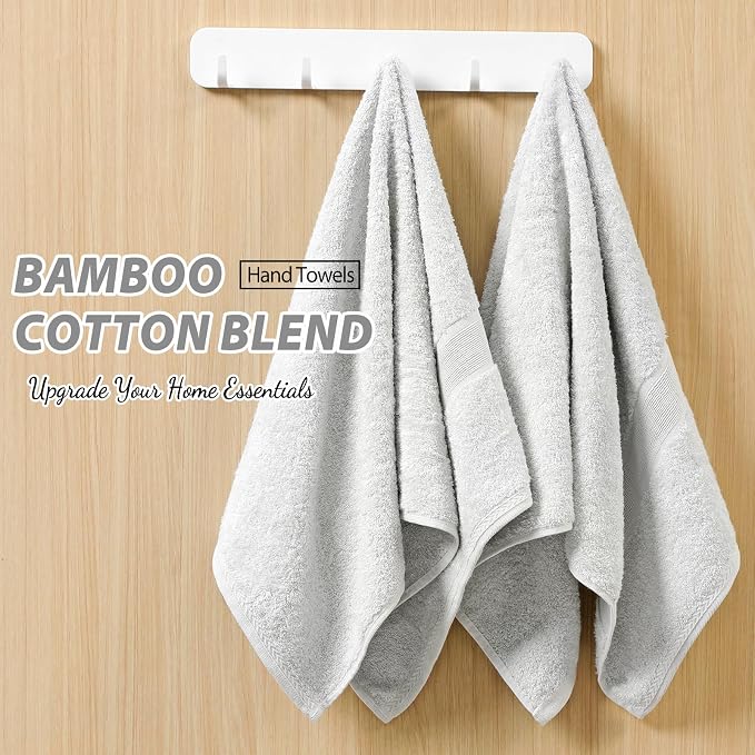Aibaser Hand Towels-16x30inch - Lightweight and Highly Absorbent Hand Towels for Bathroom, Travel, Gym, Shower and Spa (Light Grey)