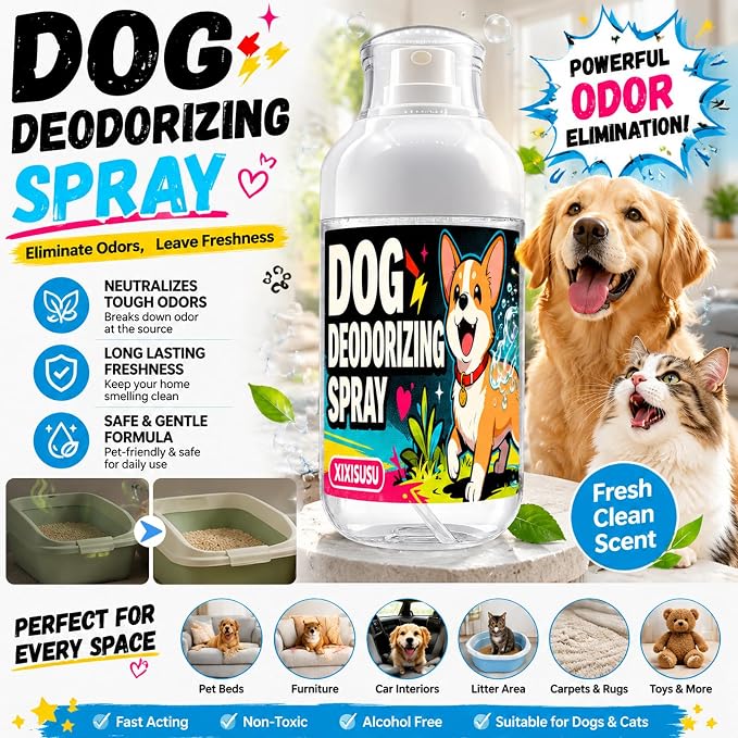 Dog Deodorizing Spray & pet perfume for Smelly Dogs - Instant Relief from Strong Pet Odors with Fresh & Pleasant Scent, 150ml