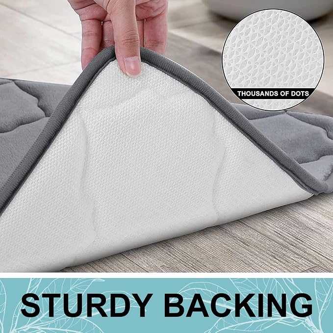 OLANLY Memory Foam Bath Mat Rug 59x34, Ultra Soft and Absorbent Bathroom Rugs, Non-Slip, Comfortable, Machine Washable Bath Carpet for Bathroom Floor, Tub, Shower and Home Decor Accessories, Dark Grey