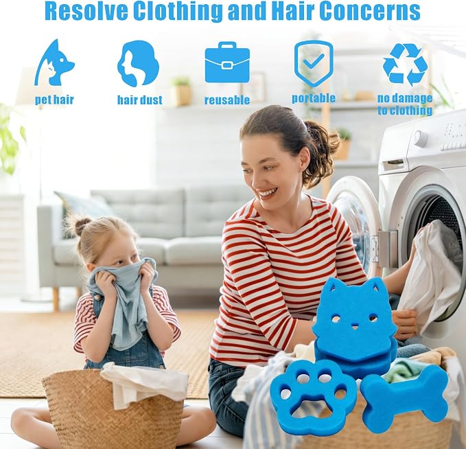 6Pcs Pet Hair Remover for Laundry, Effective Cat & Dog Hair Catcher for Washer & Dryer, Lint and Fur Remover for Clothes, Bedding