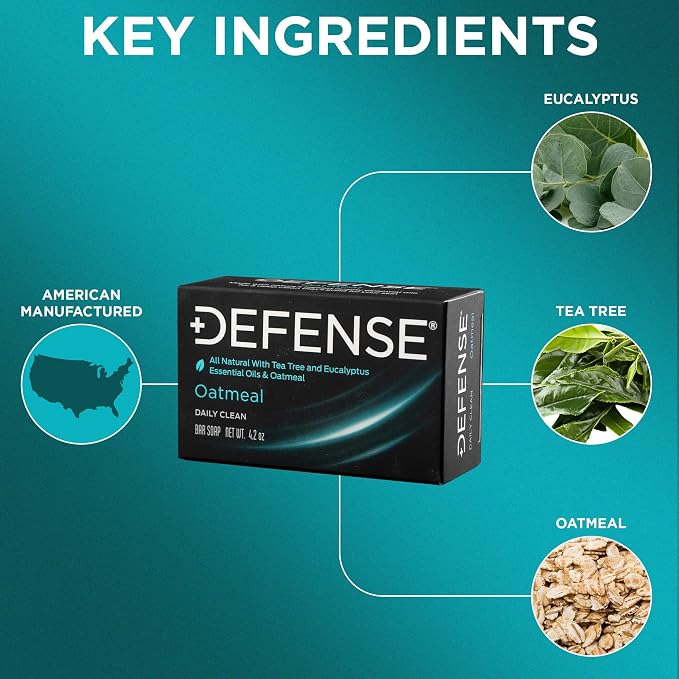 Defense Soap 5pk All Natural Oatmeal Bar Soap for Men | Made by Wrestlers with Tea Tree Oil & Eucalyptus Oil to Promote Healthy Skin