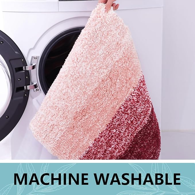 Arotive Microfiber Bathroom Rugs, Shaggy Soft and Absorbent Bath Rug, Thick Plush Machine Washable Dry Bath Mats for Bathroom, Tub and Shower, 59x24, Burgundy, Rectangular