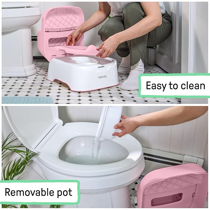 Ingenuity Prepare to Potty 3-in-1 System - Potty Training Toilet, Topper, Step Stool, Easy Setup, Pink, For Toddlers 18 Months+
