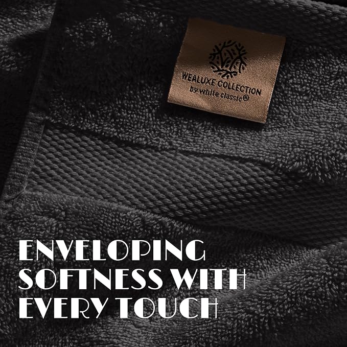 White Classic Black Hand Towels for Bathroom [12 Pack] Cotton Hand Towel Bulk for Gym, Kitchen and Spa, 16x27 Inches Soft Highly Absorbent Quick Dry Terry Salon Towels