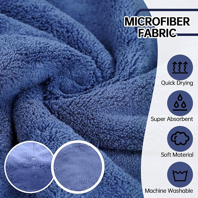 Dog Bathrobe Dog Drying Coat, Microfibre Material Fast Drying Super Absorbent Dog Bath Towel, Magic Sticker & Belly Strap, Dog Robes for After Bath Dog Bath Robe for Puppy Small Medium Large Dog Cat