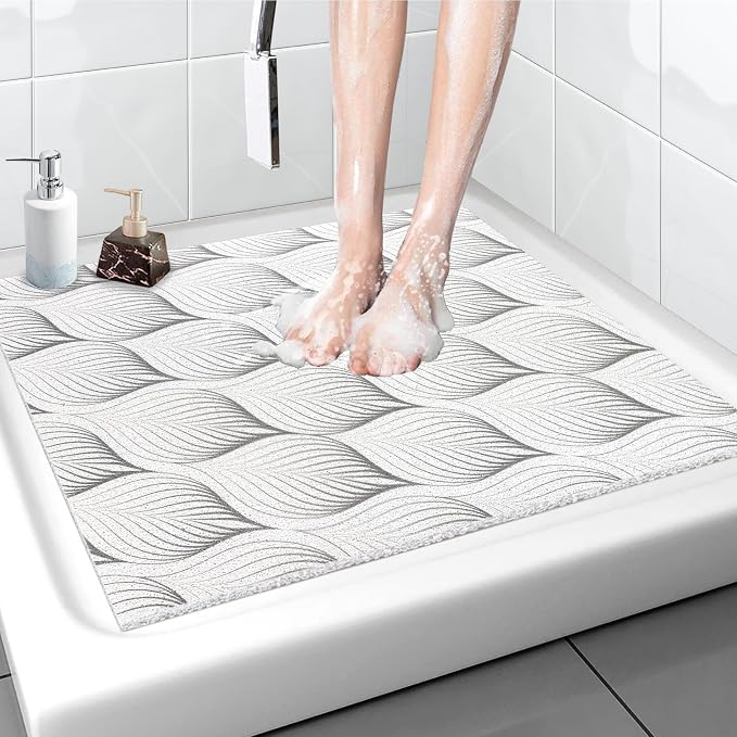 Shower Mat Non Slip - 32x32 Inch Soft and Comfortable Square Shower Mat, PVC Loofah Massage Showe Mats for Inside Shower, Anti Slip Mat for Shower, Tub, Floor, Bathroom, Kitchen, Hotel, Quick Drying