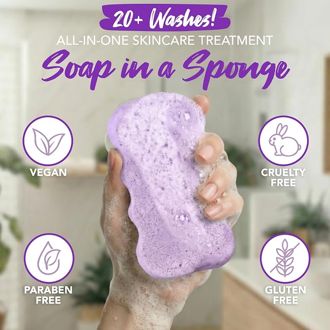 Spongeables Body Wash in a 20+ Wash Sponge, Acai Berry, 3 Count