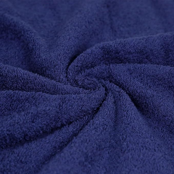 Amazon Basics 6-Piece Fade-Resistant 100% Cotton Towel Set, Soft and Absorbent, 2 Bath Towels, 2 Hand Towels, 2 Washcloths, Navy Blue