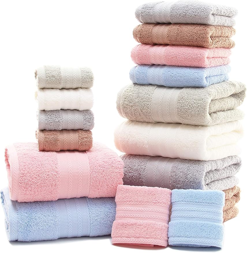 Soft & Absorbent Cotton Hand Towels for Bathroom(Grey, 2-Pack, 14" x 29") - Multipurpose Towels for Bath, Gym and Spa with Hanging Loop