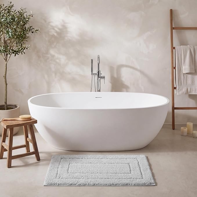 GRANNY SAYS Gray Bathroom Rug, 20" x 30" Bath Mat for Bathroom Non-Slip, Super Soft and Water Absorbent, Microfiber Bath Rug, Machine Wash Dry, Bath Rug for Floor, Tub and Shower