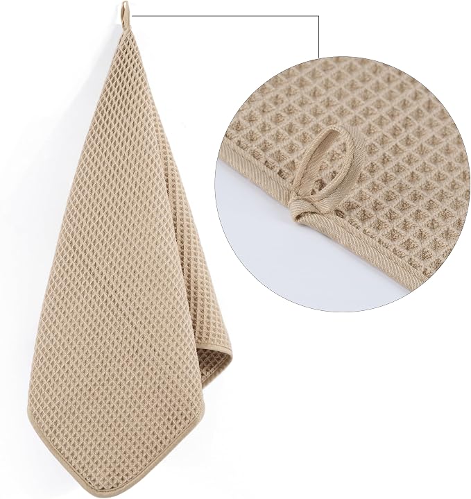 POLYTE 430 GSM Microfiber Lint Free Hand Towel, 16 x 30 in, 4 Pack (Waffle Weave)