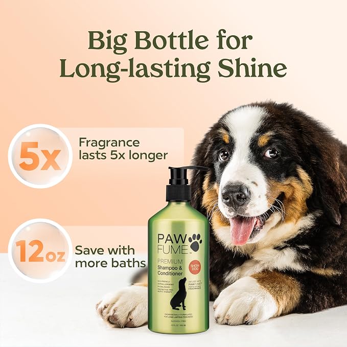 PAWFUME Deshedding Dog Shampoo and Conditioner, Show Dog, 4-Pack – Nourish & Detangle for Silky Soft Coat – Probiotic, Deep-Cleaning, pH-Balanced Formula – Salon-Quality Shampoo for Dogs