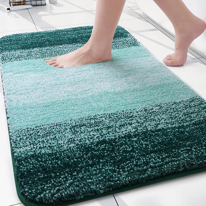 Arotive Microfiber Bathroom Rugs, Shaggy Soft and Absorbent Bath Rug, Thick Plush Machine Washable Dry Bath Mats for Bathroom, Tub and Shower, 30x20, Dark Green, Rectangular