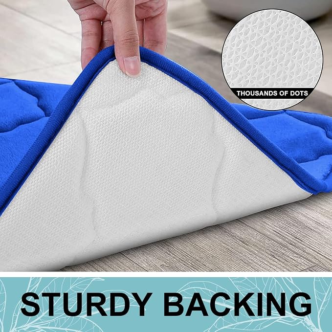 OLANLY Memory Foam Bath Mat Rug 44x24, Ultra Soft and Absorbent Bathroom Rugs, Non-Slip, Comfortable, Machine Washable Bath Carpet for Bathroom Floor, Tub Shower and Home Decor Accessories, Royal Blue